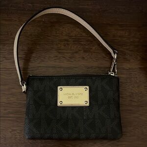Michael Kors Brown Clutch/wristlet with Gold Accents